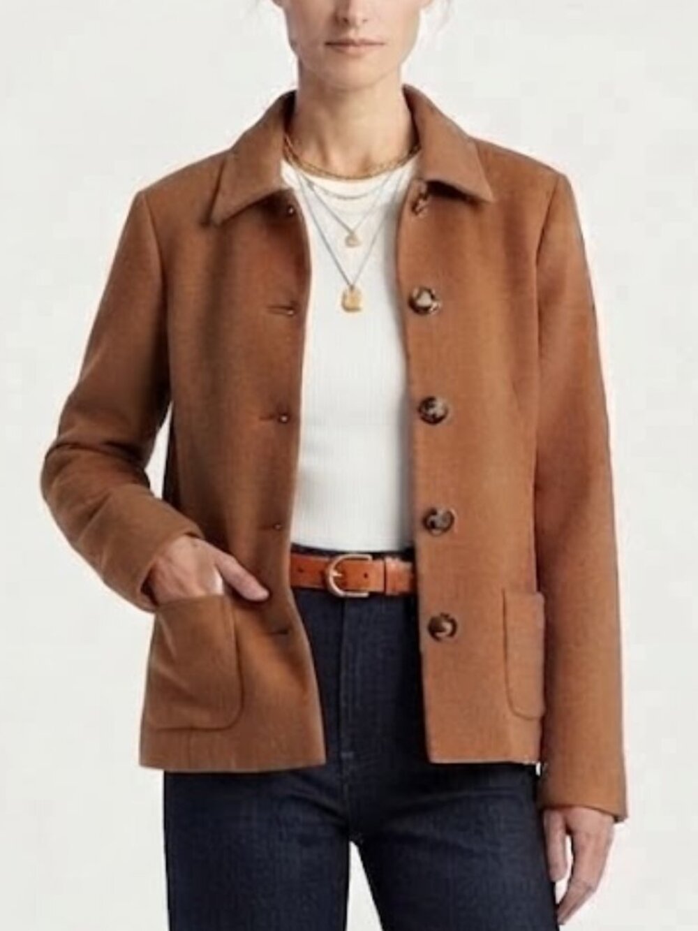 Vintage Harvé Benard Wool Blend Camel Brown Jacket Blazer 12P